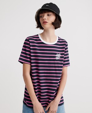 Superdry Dakota Stripe Graphic Női Pólók Rózsaszín/Csíkok | FBHSK9251